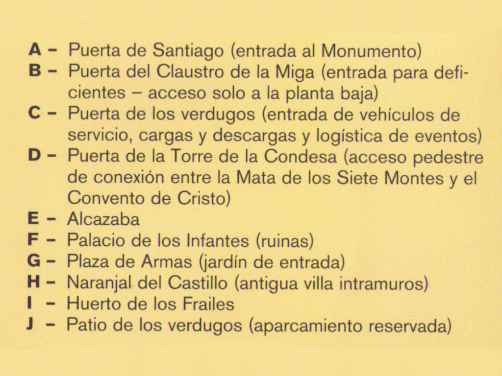 Ubicaciones en el mapa general Convento de Cristo