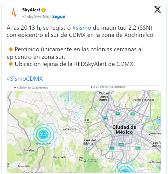 Microsismo en Xochimilco