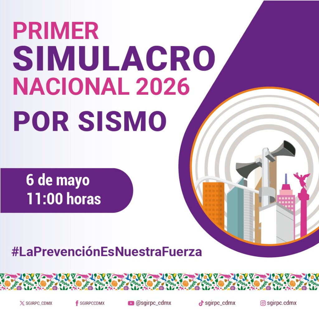 Baner anunciando Primer Simulacro Nacional 2026